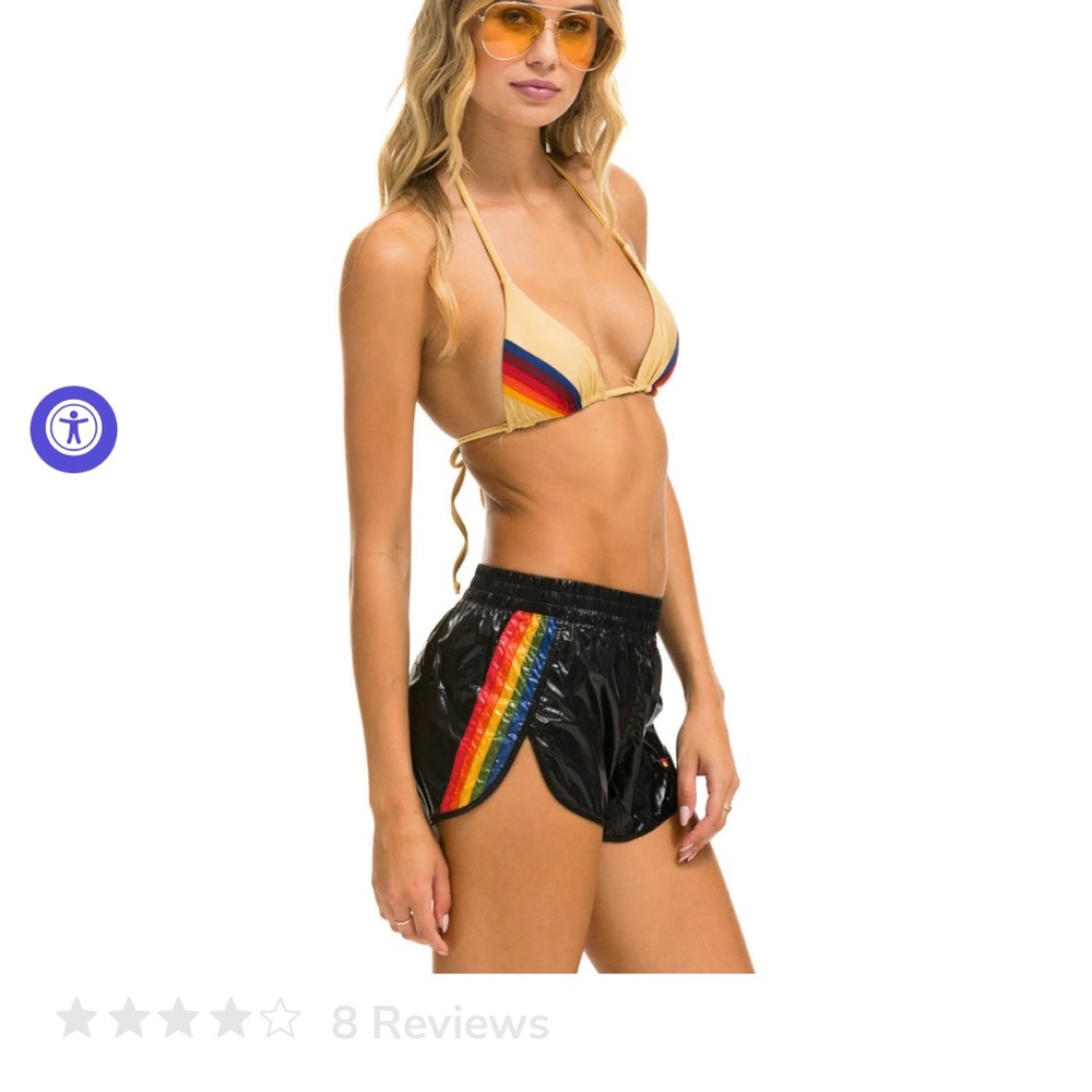 5 STRIPE NYLON JOGGER SHORT - With Black bikini bottoms